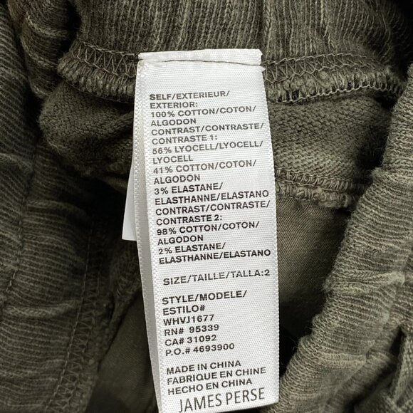 James Perse Mixed Media Pants • Size 2 • Army Green Ribbed Cuffs & Patch Pockets - Picture 4 of 10